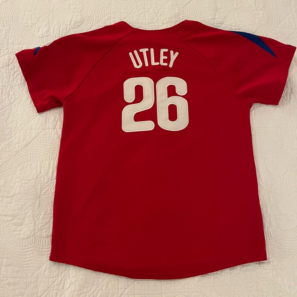 Chase Utley Phillies Majestic Jersey Youth Large #26